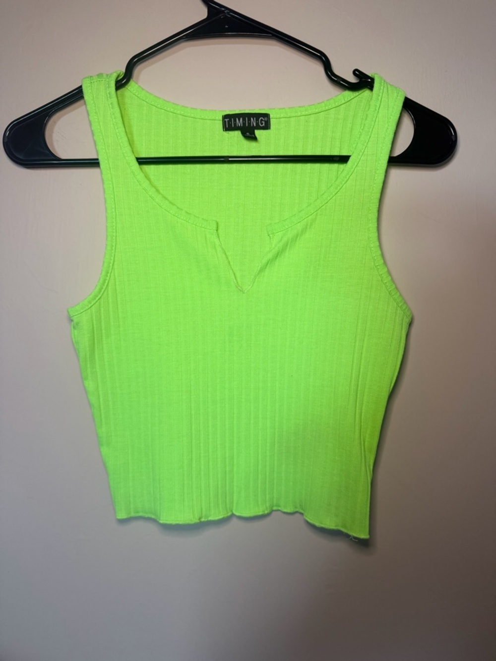 TIMING Neon Lime Ribbed Tank Top